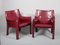 Italian Model 414 Cab Chairs in Red Leather by Mario Bellini for Cassina, 1980s, Set of 2 5