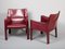 Italienische Modell 414 Cab Chairs aus rotem Leder von Mario Bellini für Cassina, 1980er, 2er Set 4