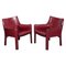 Italian Model 414 Cab Chairs in Red Leather by Mario Bellini for Cassina, 1980s, Set of 2 1
