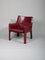 Italian Model 414 Cab Chairs in Red Leather by Mario Bellini for Cassina, 1980s, Set of 2 6