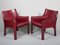 Italian Model 414 Cab Chairs in Red Leather by Mario Bellini for Cassina, 1980s, Set of 2 2