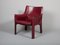 Italian Model 414 Cab Chairs in Red Leather by Mario Bellini for Cassina, 1980s, Set of 2 7