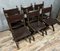 19th Century Medieval Chairs in Wood and Leather, Set of 6 6