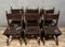 19th Century Medieval Chairs in Wood and Leather, Set of 6 8