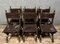 19th Century Medieval Chairs in Wood and Leather, Set of 6, Image 8