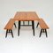 Pirkka Dining Table and Benches by Ilmari Tapiovara for Asko, 1950s, Set of 3 3