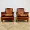 Vintage French Leather Club Chairs, 1920s, Set of 2 1