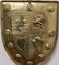 Arts and Crafts Wall Hanging Brass Shield with Sword, 1930s 5
