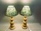 Portuguese Ceramic Table Lamps with Green Paper Lampshades, 1970s, Set of 2 6