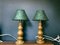 Portuguese Ceramic Table Lamps with Green Paper Lampshades, 1970s, Set of 2, Image 2