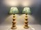 Portuguese Ceramic Table Lamps with Green Paper Lampshades, 1970s, Set of 2 5