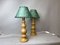 Portuguese Ceramic Table Lamps with Green Paper Lampshades, 1970s, Set of 2 3
