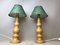 Portuguese Ceramic Table Lamps with Green Paper Lampshades, 1970s, Set of 2 4