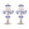 Lámparas de mesa italianas de cristal de Murano claro y azul, década de 2000. Juego de 2, Imagen 1