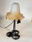 French Art Deco Table Lamp in Hammered Iron and Glass Paste, France, 1920s 13