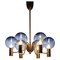 Scandinavian Swedish Blue Chrome Patricia Chandelier attributed to Hans Agne Jakobsson, 1960s 12