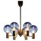 Scandinavian Swedish Blue Chrome Patricia Chandelier attributed to Hans Agne Jakobsson, 1960s, Image 12