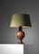 Brutalist French Folk Art Table Lamp in Burnt Wood, 1960s 2