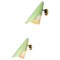 Italian Sconces in Rigitulle and Green Cones from Stilux, 1960s, Set of 2 1