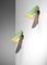 Italian Sconces in Rigitulle and Green Cones from Stilux, 1960s, Set of 2 2