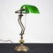 Articulated Brass & Green Glass Table Lamp, Italy, 1900s 5