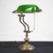 Articulated Brass & Green Glass Table Lamp, Italy, 1900s, Image 7