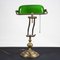 Articulated Brass & Green Glass Table Lamp, Italy, 1900s 8