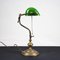 Articulated Brass & Green Glass Table Lamp, Italy, 1900s 6