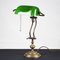 Articulated Brass & Green Glass Table Lamp, Italy, 1900s, Image 1