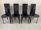 Postmodern Black Leather Dining Chairs, 1980s, Set of 4, Image 3