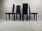 Postmodern Black Leather Dining Chairs, 1980s, Set of 4 2