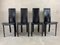 Postmodern Black Leather Dining Chairs, 1980s, Set of 4 1