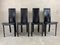 Postmodern Black Leather Dining Chairs, 1980s, Set of 4, Image 1
