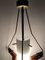 Teak and Opaline Glass Hanging Light from Stilnovo, 1950s 8