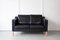 Mid-Century Danish Two-Seater Sofa in Black Leather, 1960s, Image 1