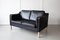 Mid-Century Danish Two-Seater Sofa in Black Leather, 1960s 3
