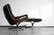 King Chair with Footrest in Brown Leather by André Vandenbeuck for Strässle, 1970s, Set of 2 12