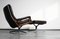 King Chair with Footrest in Brown Leather by André Vandenbeuck for Strässle, 1970s, Set of 2, Image 12