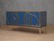 Italienisches Mid-Century Sideboard aus blauem Glas & Messing, 2000 8