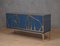 Italienisches Mid-Century Sideboard aus blauem Glas & Messing, 2000 9