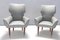 Vintage Italian Satin Grey Lounge Chairs with Walnut Frame and Brass Feet Caps, 1950s, Set of 2, Image 3