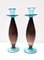 Vintage Italian Candleholders in Brown and Aquamarine Murano Glass, 1980s, Set of 2 1