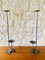 French Brutalist Style Two-Arm Iron Candlesticks, Set of 2 1