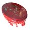 Vintage Chinense Red Lacquered Table and Stools with Hand-Painted Decor, Set of 7, Image 4