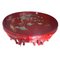 Vintage Chinense Red Lacquered Table and Stools with Hand-Painted Decor, Set of 7 3