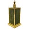 Brass and Green Suede Leather Table Lamp, Italy, 1970s, Image 1