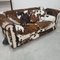 Baxter Brown and White Cow Fur Leather Sofa with Pillows, Italy, 1990s 15