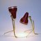 Lampes de Bureau en Métal Rouge et Laiton par Falkenberg, Suède 1950s, Set de 2 4