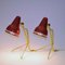 Swedish Red Metal and Brass Desk Lamps by Falkenberg 1950s, Set of 2, Image 6