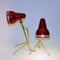 Swedish Red Metal and Brass Desk Lamps by Falkenberg 1950s, Set of 2 5